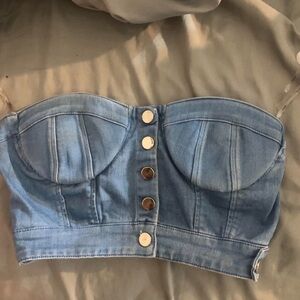 Light Blue Women's Denim Crop Top